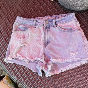 EUC-REWASH STRIPED JEAN SHORTS